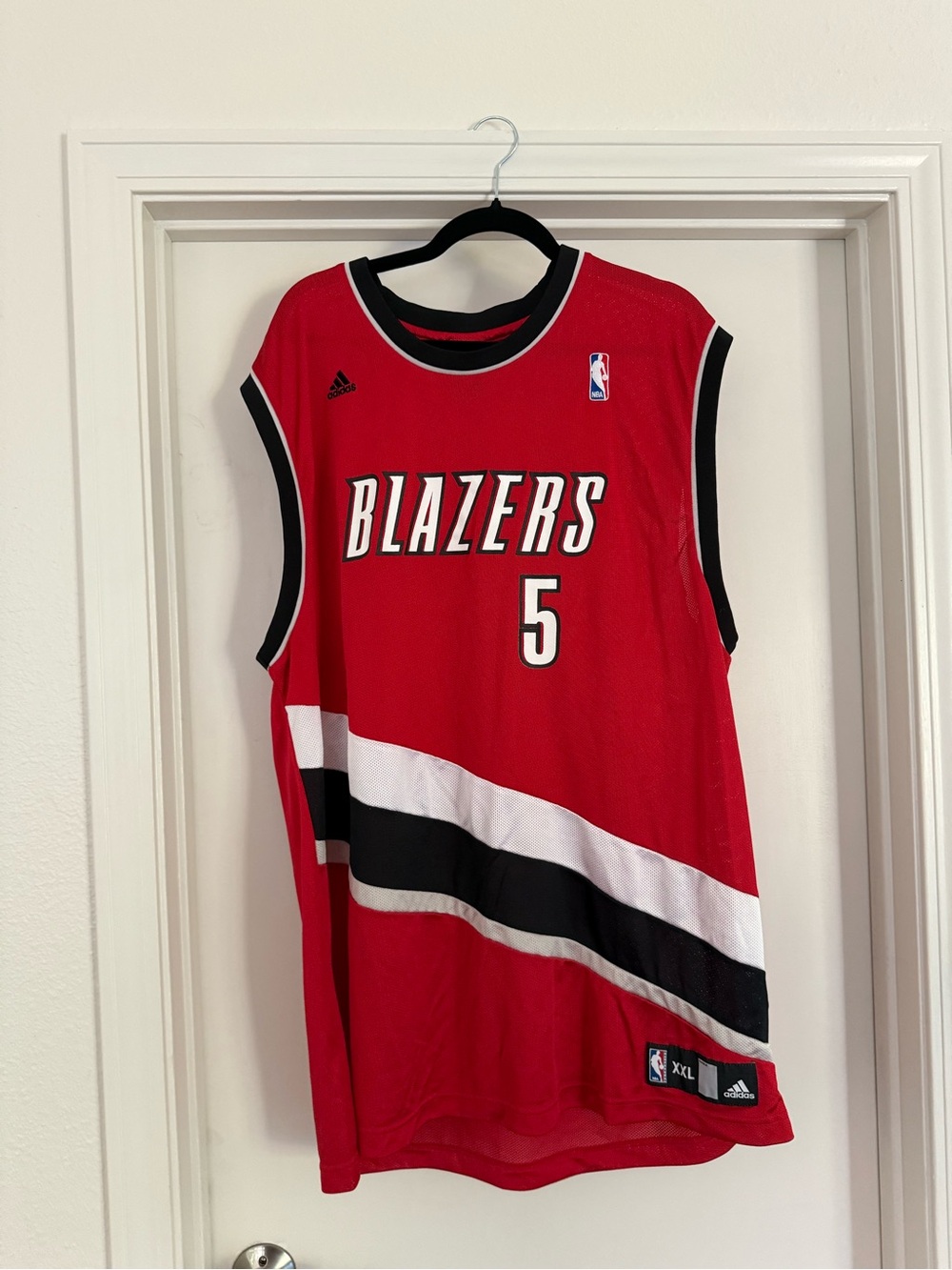 Adidas Portland Trail Blazers Red #5 Basketball Jersey. Rude Fernandez.